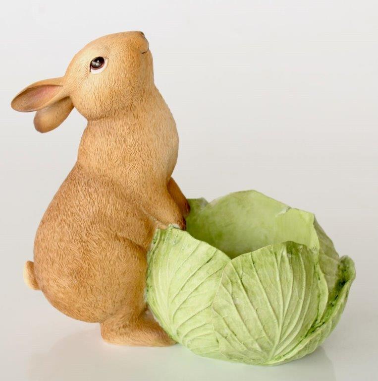 Standing Bunny With Cabbage Planter